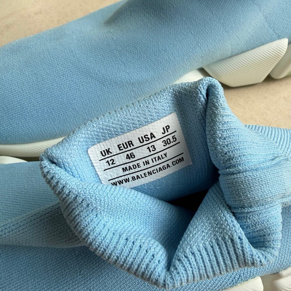 Balenciaga Speed 2.0 Clear Sole Sneakers Blue Sock Shoes EU 46 US 13 - Picture 7 of 9